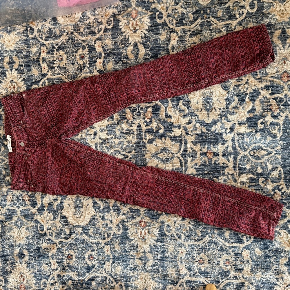 Isabel Marant Red Patterned Corduroy Pants